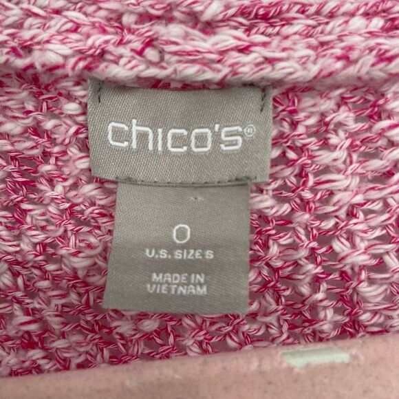 Chico's Pullover V-neck Tape Yarn 3/4 Sleeve Sweater Summer Berry Small/4 - Picture 2 of 10